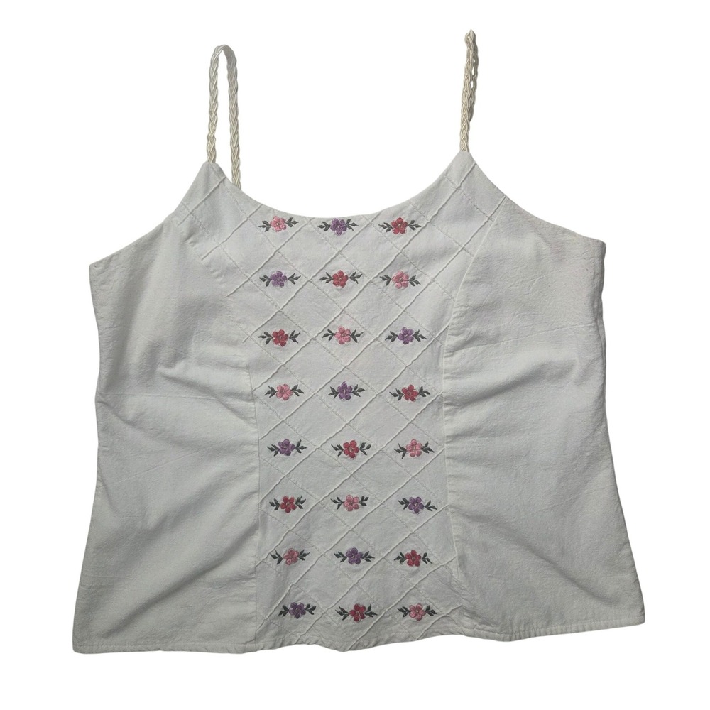 Coquette Cottagecore Fairycore Smocked Diamond Lattice Floral Cami Tank Top